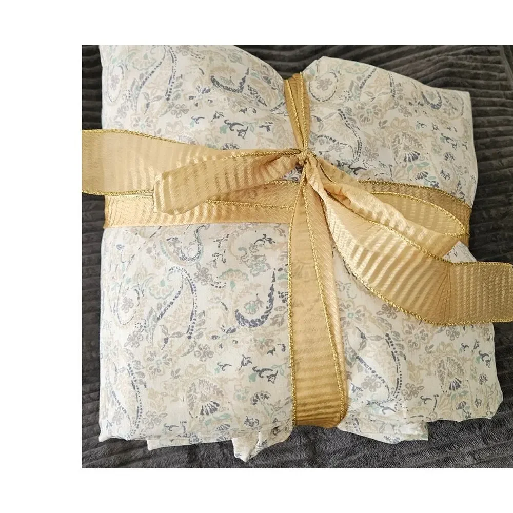 Charisma Queen 6 Piece Sheet Set Paisley creme blue NEW UNBOXED